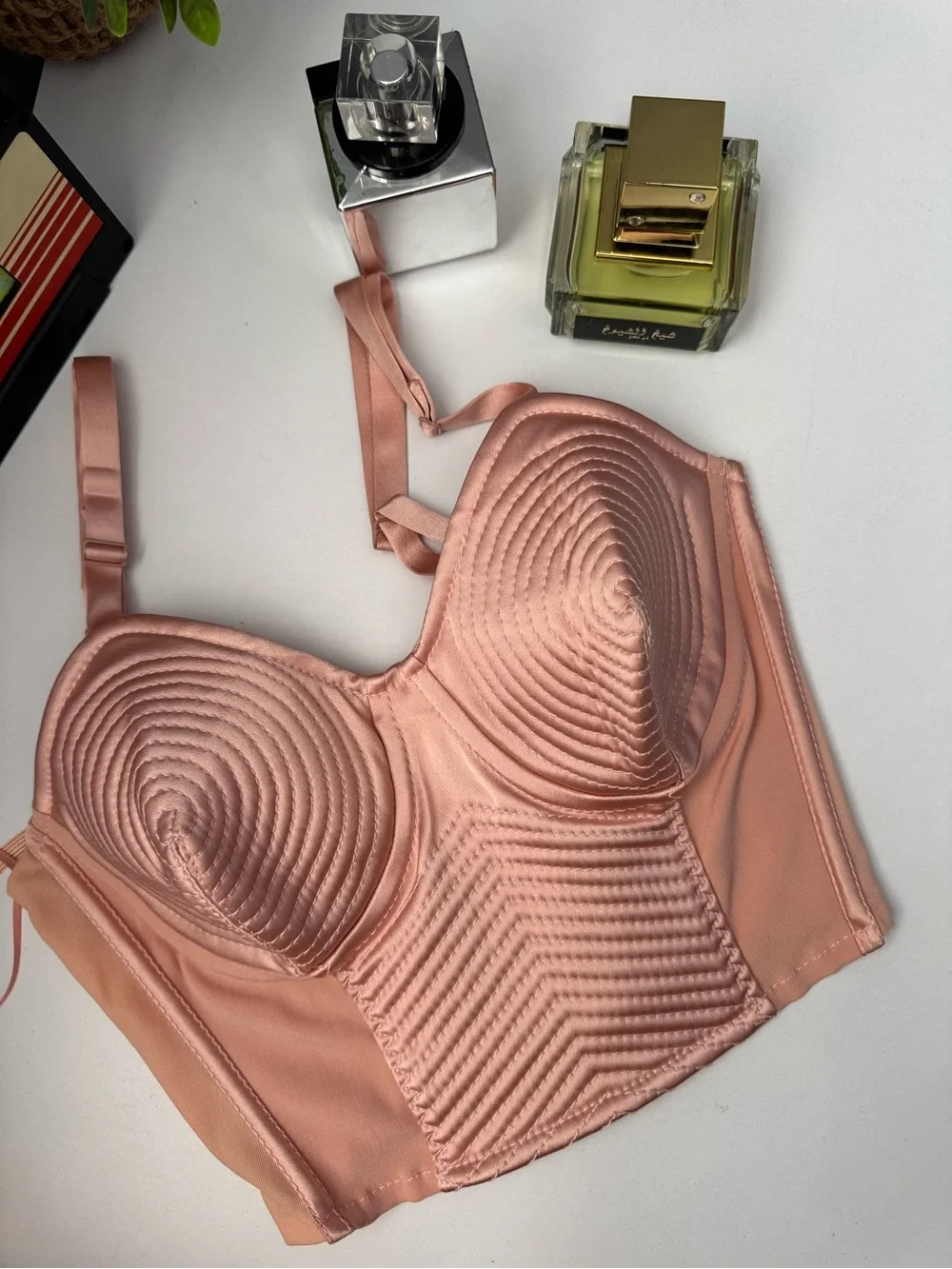 Jean Paul Gaultier Femme Pink Satin Cone Bra Corset Bustier Top US 6 - Picture 1 of 7